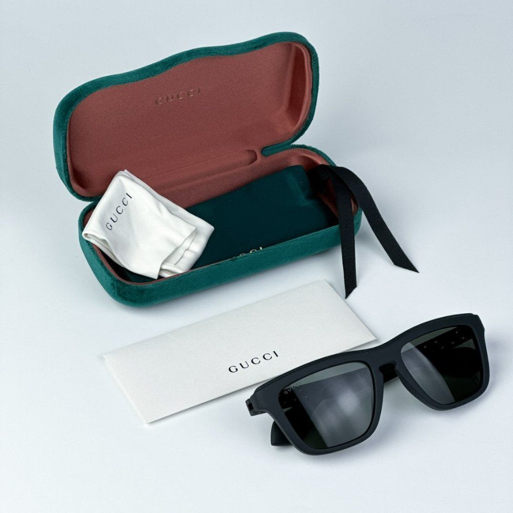 NEW Gucci GG1571S 001 Black Grey Unisex Square Sunglasses GG 1571S - Picture 10 of 11